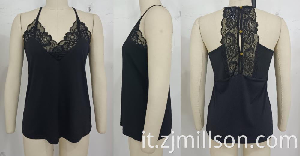 Woven Black Lace Tank Top